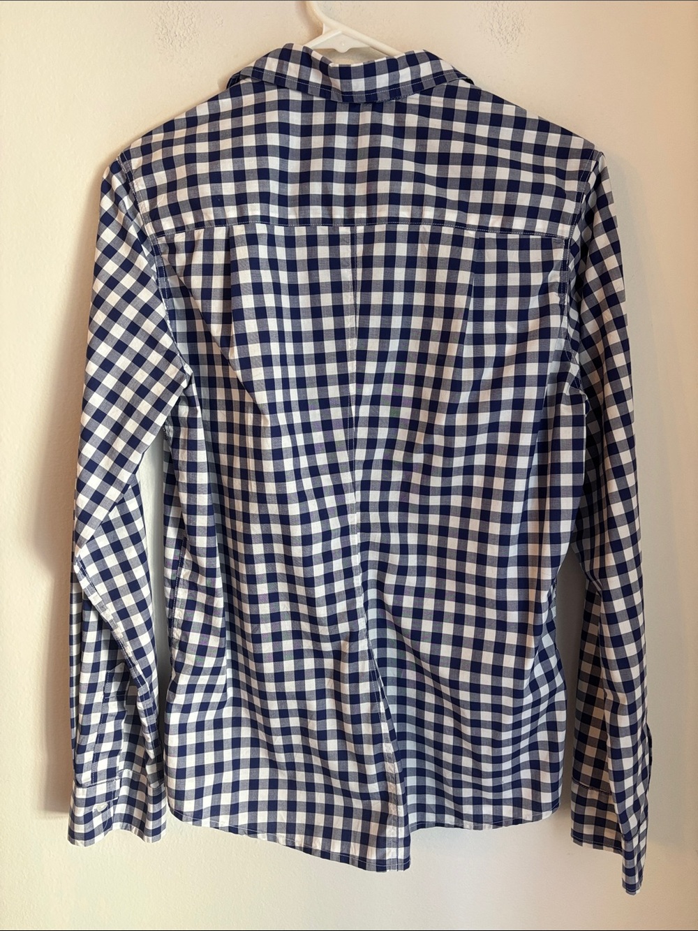 Frank & Eileen Barry Navy and White Gingham Button-Down 100% cotton Shirt LG EUC - Picture 9 of 10